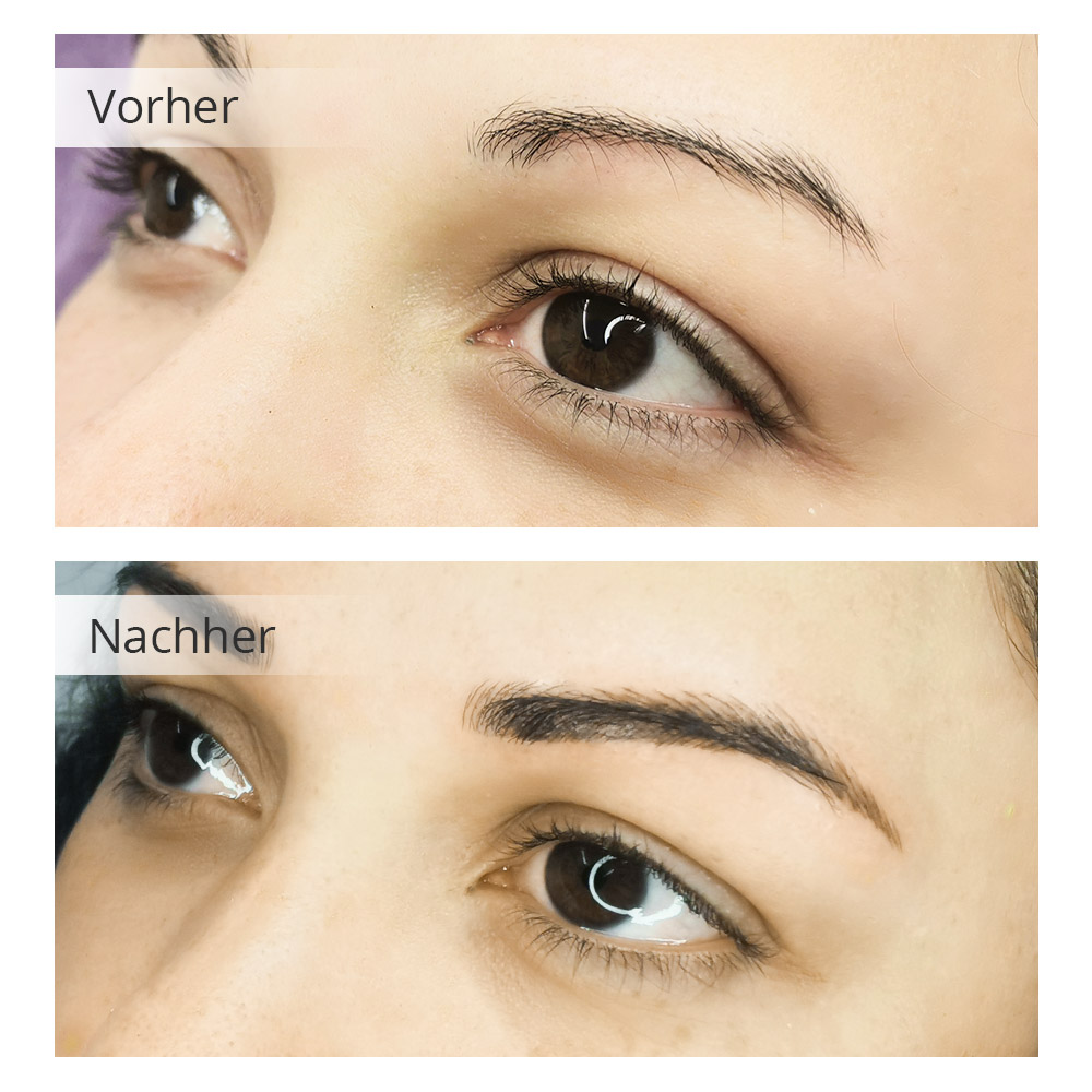 Vorher-Nachher Vergleich von Microblading