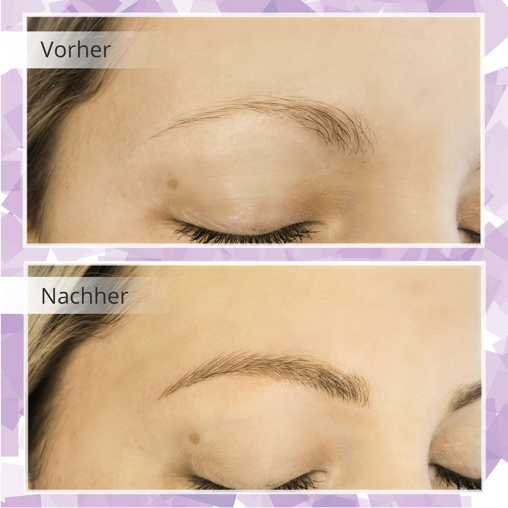 Vorher-Nachher Vergleich von Microblading