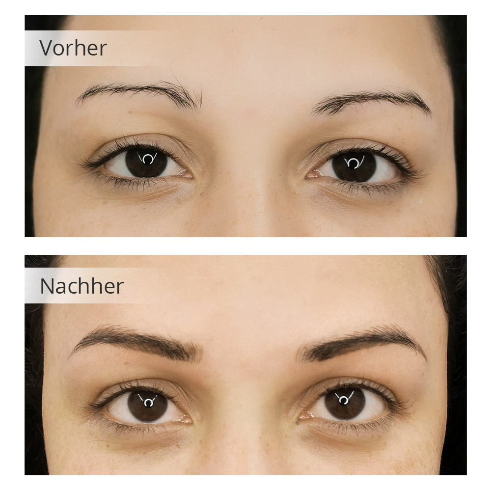 Vorher-Nachher Vergleich von Microblading