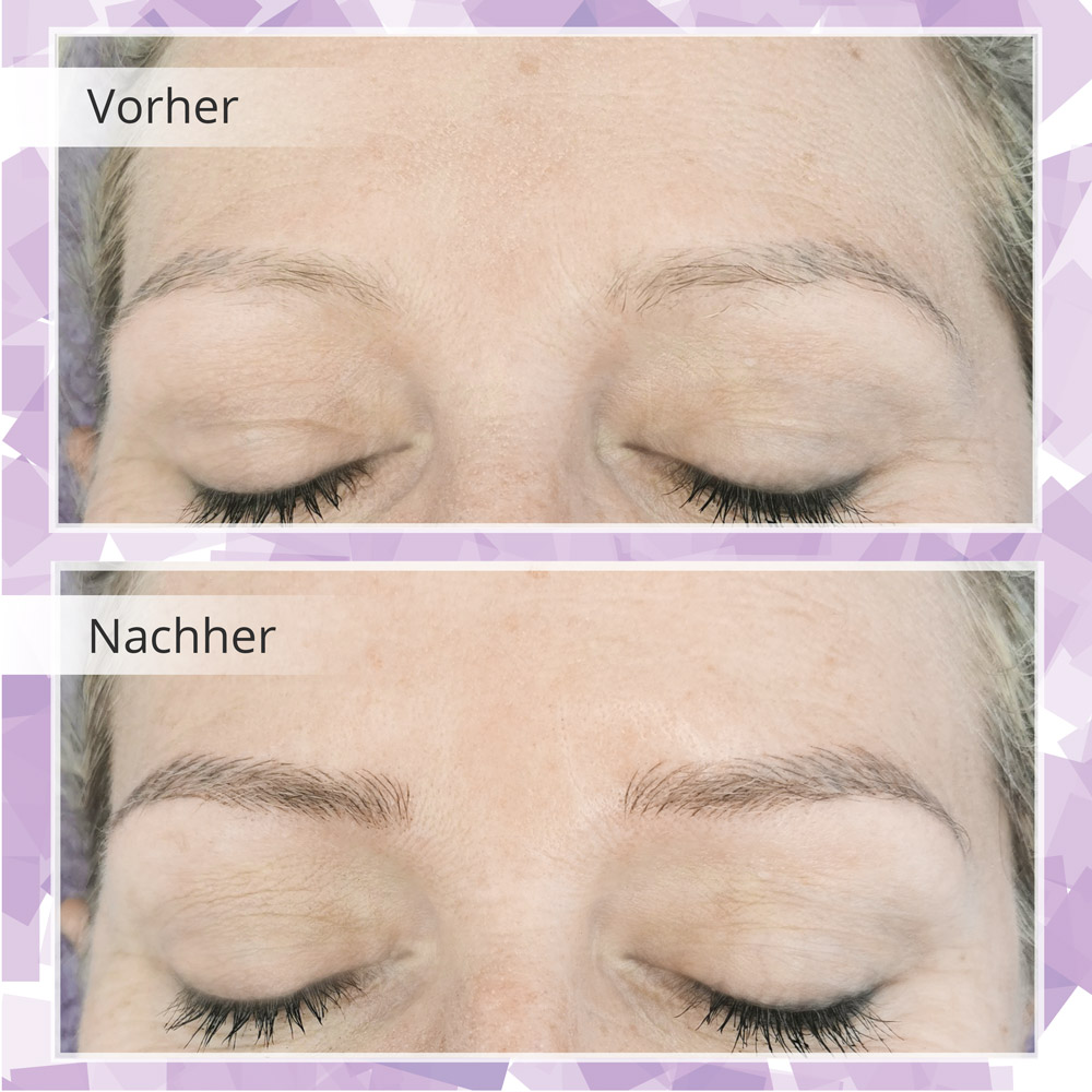 Vorher-Nachher Vergleich von Microblading