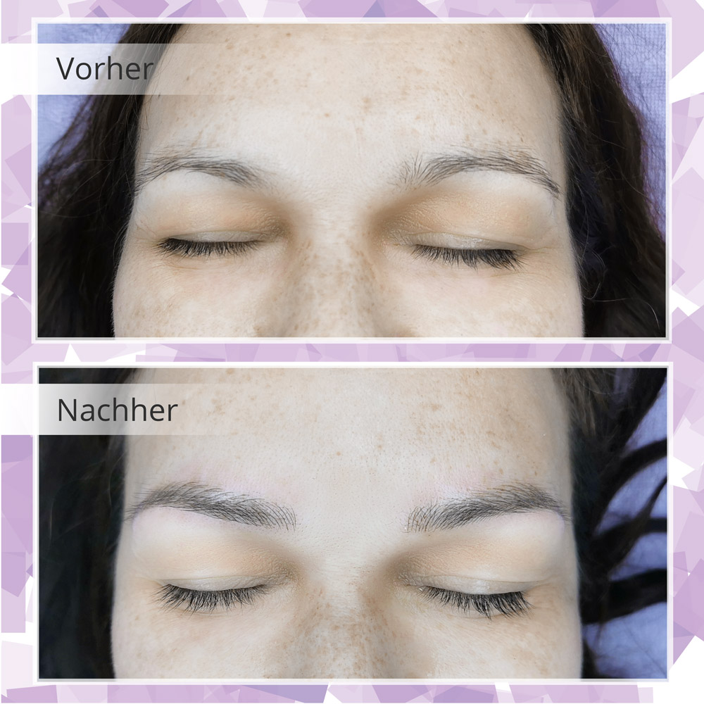 Vorher-Nachher Vergleich von Microblading