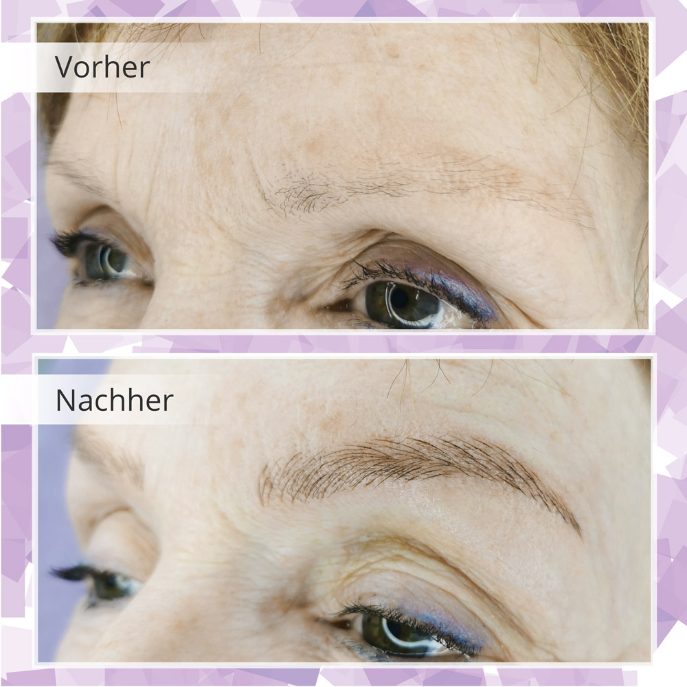 Vorher-Nachher Vergleich von Microblading